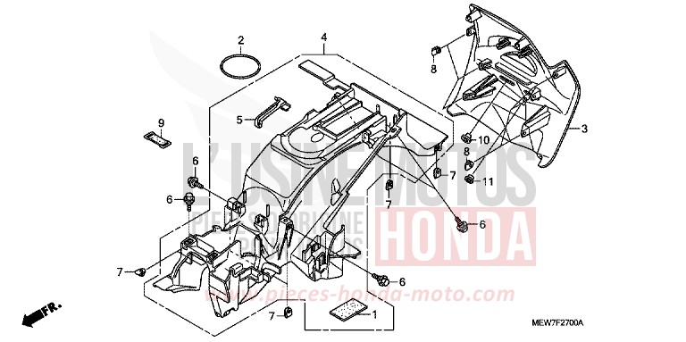 REAR FENDER for Deauville ABS SPANGLE SILVER METALLIC (NHA49) from 2008